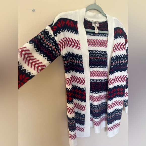 ST JOHN'S BAY Red White Blue Patterned Cardigan Sweater XS - Picture 6 of 8